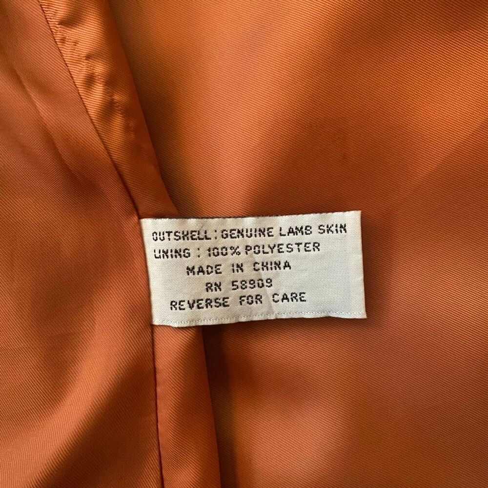 Preston & York women M 3 button grey leather jacket w/orange satin lining - Picture 9 of 12